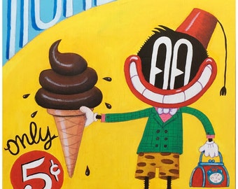 Homemade-original painting on Panel 50 x 100 x 2 cm wood