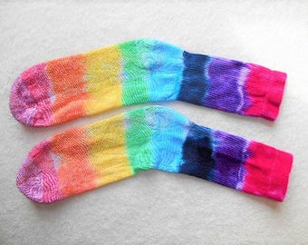 Rainbow Tie Dye Socks// Adult crew// Hippy// Trippy// Festival // rave clothes// crazy socks// colorful// gay pride socks// chakra// AX11