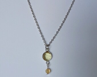 Agate and Lemon Glass Pendant Necklace