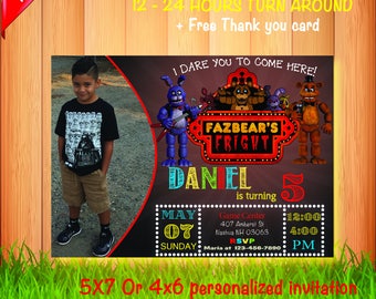Five Nights At Freddy's invitation, FNAF birthday party, Five Nights At Freddy's birthday, fnaf invitation, five night invitation, freddy