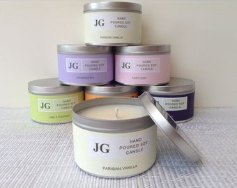 Parisian Vanilla scented soy candle tin