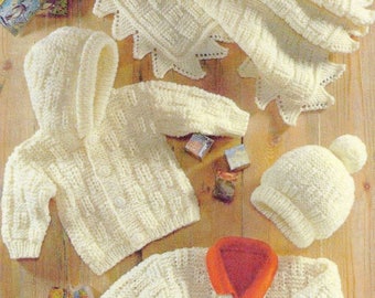 Baby Knitting Pattern - Vintage Pattern - Matinee Set Knitting Pattern - Baby Jacket Knitting Pattern - Aran Knitting - Baby Patterns P12