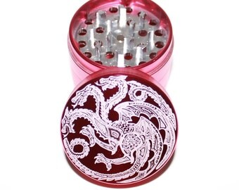 Targaryen Herb Grinder - Game of Thrones Inspired 4 Piece Grinder with free carrying pouch - Fire and Blood Weed Grinder
