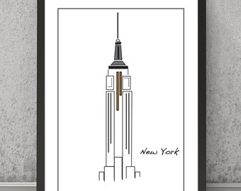 New York print, New York poster, New York art, NY Empire State Building, New York wall decor, New York wall art, New York art, Empire State