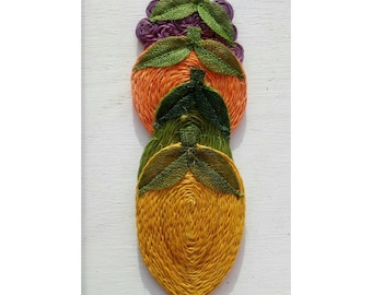 Vintage Abaca Hemp Fruit Coasters/Decor-Assorted Fruit-Boho Trivet