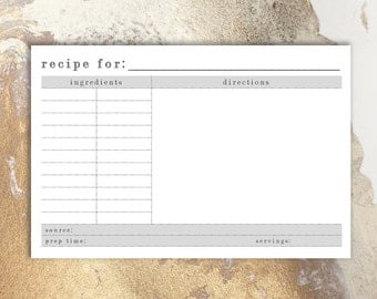 Editable recipe card | Etsy