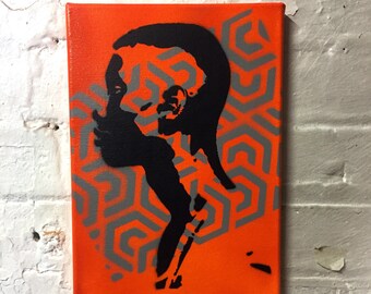 Man Head Stencil Art / Canvas Painting / Spray Art