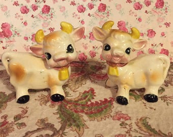 Vintage Cow Salt and Pepper Shakers
