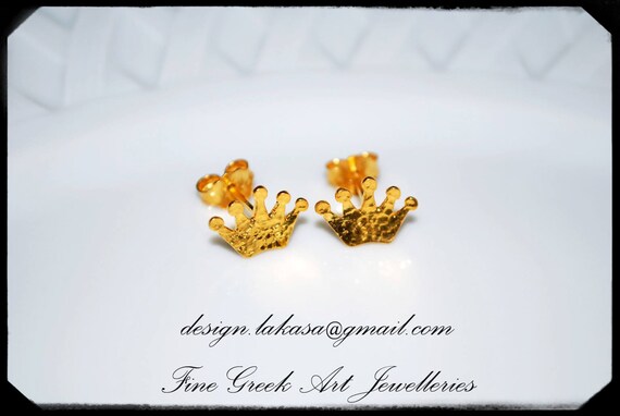 Crowns Earrings Studs Sterling Silver Gold-plated Jewellery Lakasa e-shop best gifts ideas for her