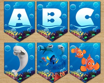 Finding Dory Birthday Banner, Party Banner Dory Digital Printable, Download Instant Finding Dory Banner, Birthday Finding Nemo Banner