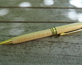 Personalized wood pen engraving name, custom gift woman man