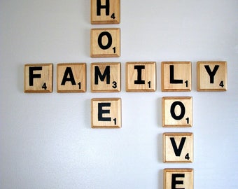 Scrabble Wall Tiles;Home Decor;Farmhouse Decor;Rustic Home Decor;Wood Letter Wall Tiles