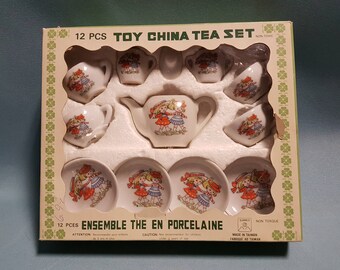 Vintage 12-Piece Tea Set New in Box, Vintage Toy China Tea Set