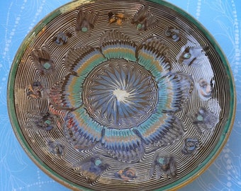 Marbled dish, earthenware, enamel