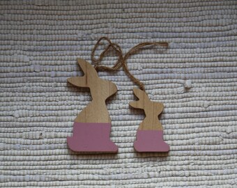 Easter bunny (set of 2 bunnies). Wooden Easter ornaments. Wooden decorations for Easter spring tree. Easter bunny.