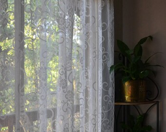 Vintage Lace Curtain Panels Set of 2 bohemian/eclectic/window/home decor