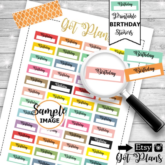 Birthday Planner Stickers Printable Planner Stickers
