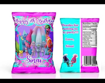 Trolls Party Favors---Chip bags for your birthday party.
