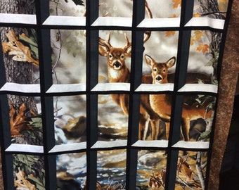 Deer in Attic Window Quilt Kit Buck and Doe Realtree Outdoors Wildlife Hunting Hunters Trees Leaves Fall Autumn Pre Cut Quilt Kit Pattern