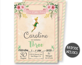 Tinkerbell Birthday Invitation, Tinkerbell Invitation, Tinkerbell Party, Fairy Invitations, Personalized, Printables, Fairy Garden, Invites