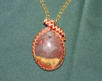 170 Weaved gold and red sarape agate