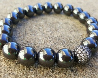 Silver Pearl & Hematite Bracelet