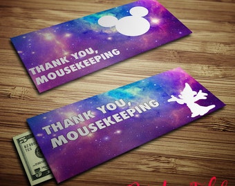 Mousekeeping Envelopes - Galaxy Mickey - Printables - Tip Envelopes - Instant Download
