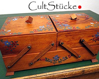 Vintage farmers sewing box hand painting