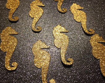 Seahorse Confetti- Beach Party Decor- Beach Party Theme- Gold Confetti- Seahorse theme party- Seahorse decor- Beach Party