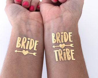 Bride Tribe Tattoos | bachelorette party tattoo, metallic temporary tattoo, gold foil tattoo, bridesmaid gifts, gold tattoo, favor