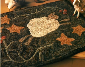 Primitive Sheep Rug Hooking Pattern Folk Art Sheep and Stars Rug Hooking Pattern Printable PDF Instant Download