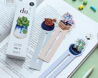 Succulent bookmark, cactus bookmark, kawaii stationery, bullet journal accessories, book lover, reading accessories, pack of five