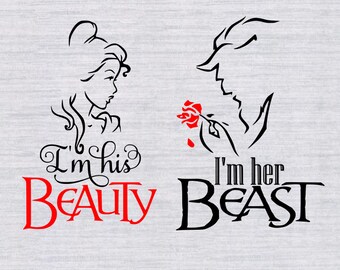 Beauty and the Beast SVG files, Disney couples shirt svg files, disney svg files for silhouette, cricut, vector, cutting file, dxf, clipart