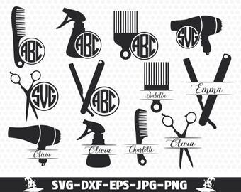 Hairdresser Svg, Hairstylist Monogram Frame Cut Files Svg Hair Salon Svg Hairstylist Svg Monogram Frame Cut Files Silhouette Studio Cricut