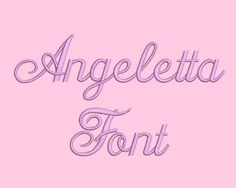 5 Sizes**Angeletta Embroidery Font Embroidery design- 8 formats machine embroidery design - Instant Download machine embroidery pattern