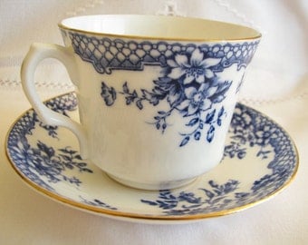 Rosina Teacup saucer Bone China Made in England Blue cup Blue saucer Blue tea set Vintage tea cup Vintage Bone China Tea party Cup gift her