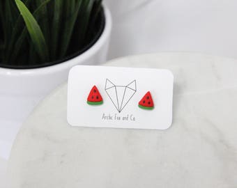Watermelon Stud Earrings - Handmade Polymer Clay