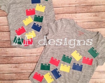 ONE Custom Lego Shirts kids adults lego mom boy girl red blue green yellow lego man lego shirts we love legos