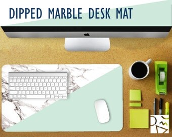Dipped White Marble Print Desk Mat - 2 Sizes - High Quality Digital Print, Extended Mouse Pad - Desk Accessory