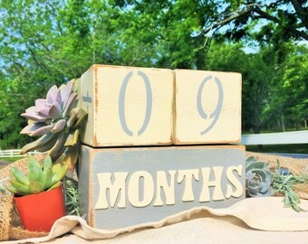 Baby Milestone Blocks - Baby Age Blocks - Nursery Decor - Baby Month Blocks - photo prop blocks - Baby Stat Blocks - week blocks - age block