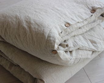 Linen Duvet Cover Stone Washed Organic Softened Comfortable 100% Linen Twin Double Full King CalKing Queen AU sizes Natural Colors Flax