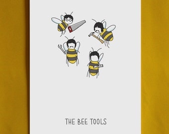 The Beatles Card - The Bee Tools - Funny music pun, blank greeting card