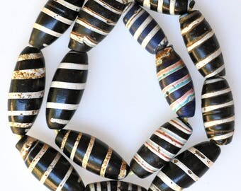 14 Old Venetian Oblong Beads - Vintage African Trade Beads - #8004
