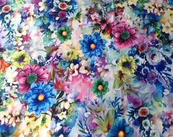 Wow stunning floral polyester dress Fabric. 140cm wide x 2.8 m length