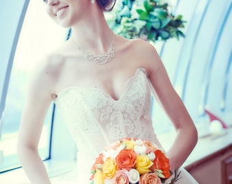 Sweetheart Wedding Corset. Ivory Wedding Lace Corset. Bridal Alencon Lace corset. Bridal Separates. Wedding top.