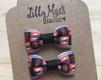 San Francisco Giants inspired mini bow, Mini Tuxedo Hair Bows, baby & toddler hair clip, mini bow