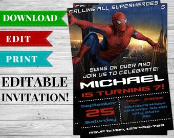 Spiderman invitation | Etsy
