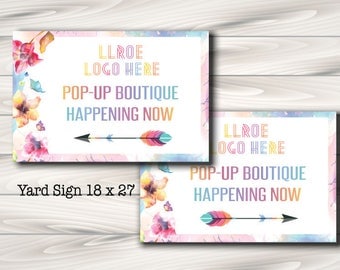 LLRoe Yard Sign, Home Office Approved, Pop Up Boutique, Printable, Instant Download, Banner, Fashion Retailer, - watercolour