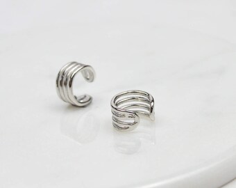 Four Band Ear Cuff, Sterling Silver, Ear cuff, Best friend jewellery, earrings ear cuff no piercing, statement jewellery, silver jewellery