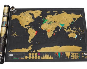 World Map Black Scratch Map Perfect Gift Globe Traveller Gift Scratch Journal High Quality Travel World Map